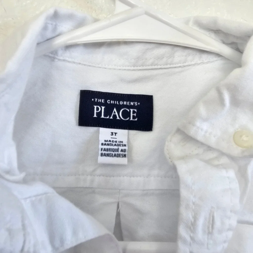 The‎ Childrens Place Boys White Short Sleeve Button Down Shirt Size 3T